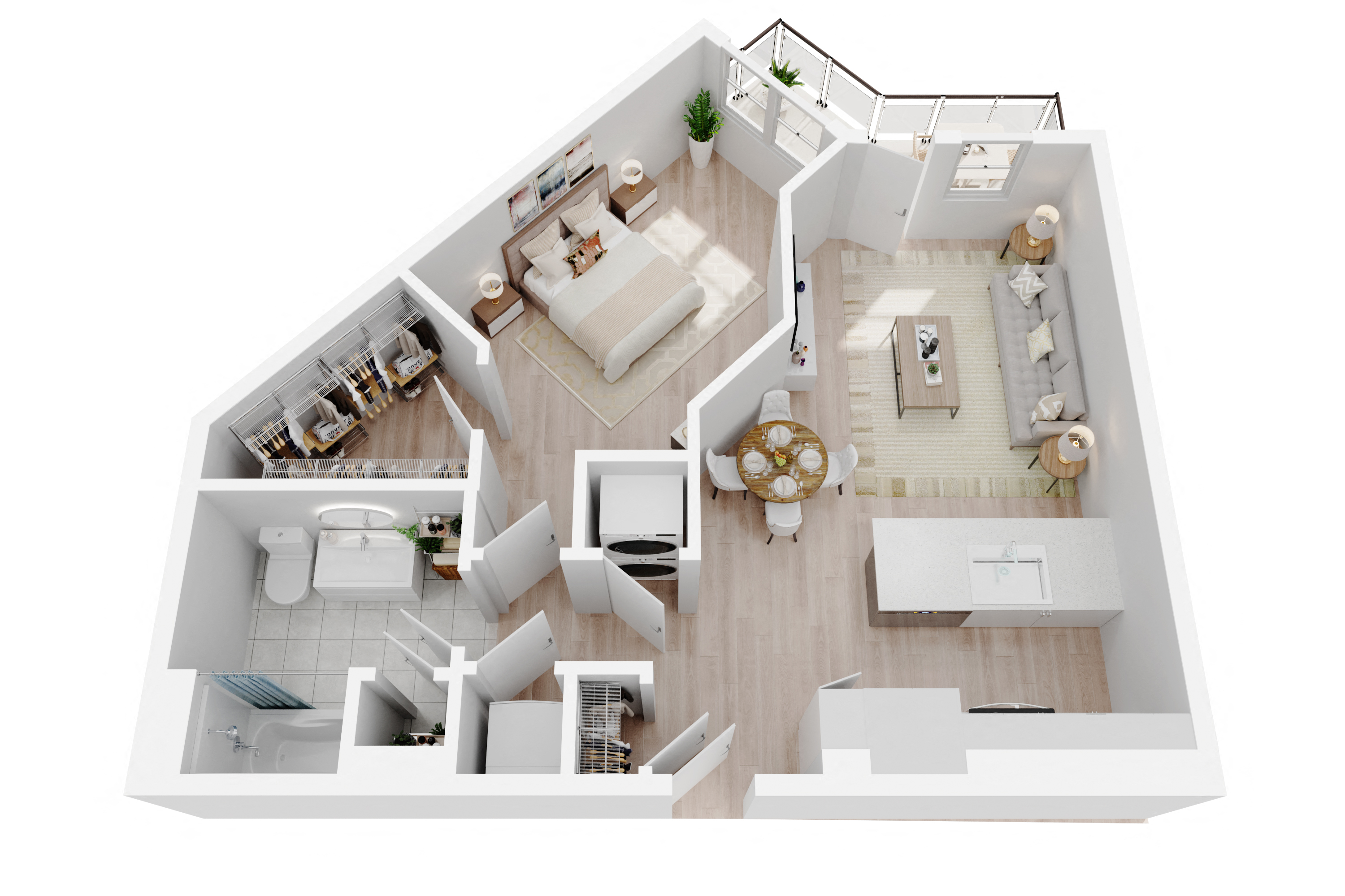 Floor plan for 1 bed, 1 bath, 788 sqft